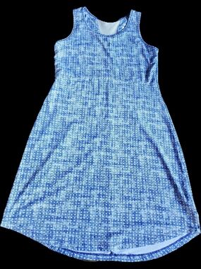 Columbia Blue Patterned Sleeveless Midi Dress
